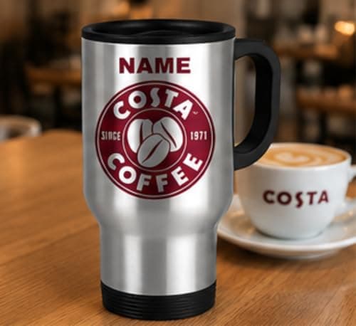 CiderPressMugs Costa Coffee Personalised Silver Travel Mug – Custom Name Printed Coffee & Tea Cup – Reusable Travel Mug – Gift for Coffee Lovers — view 5