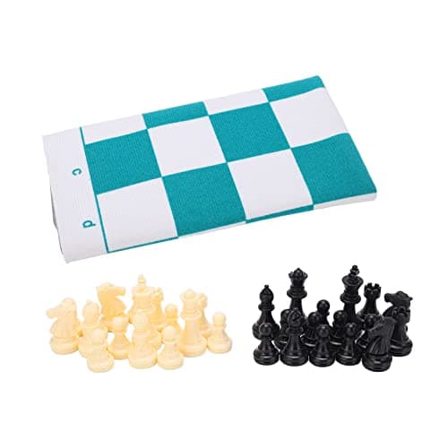 Matybobe Chess Set Plastic Pieces Travel Gathering for Kids and Family Entertainment 35 X 35cm PU Leather Waterproof — view 4