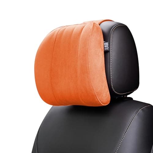 Forbell Car Headrest Neck Pillow Supplies Pillow Memory Cotton Car Accessories Headrest Pillow Head Rest Pillow for Car Suede (Orange)