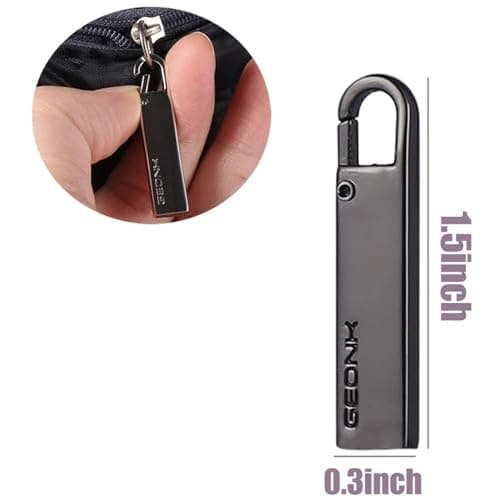 Zipper Pull Tab Replacement Metal Zipper Handle Mend Fixer Easy Use Backpack Zippers Extender Handle Mend Fixer Repair for Suitcase (Black) — view 2