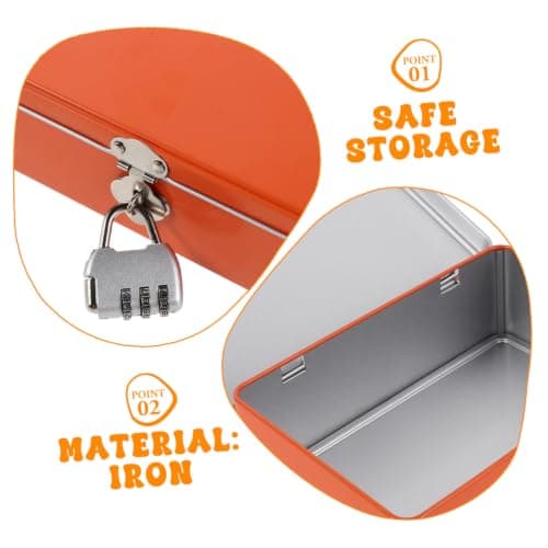 NUOBESTY Metal Box with Combination Lock Lightweight Iron Mini Locked Box for Office and Travel Rectangular Vintage Decorative Aesthetic Jewelry Organizer and Small Treasure — view 3