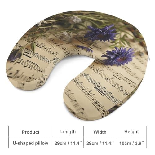 FekiLoot Music Sheet Neck Pillow Soft U Shaped Travel Pillow Portable Headrest Neck Support Cozy Memory Foam Pillows for Airplane Car Home Office Sleeping Essentials — view 2