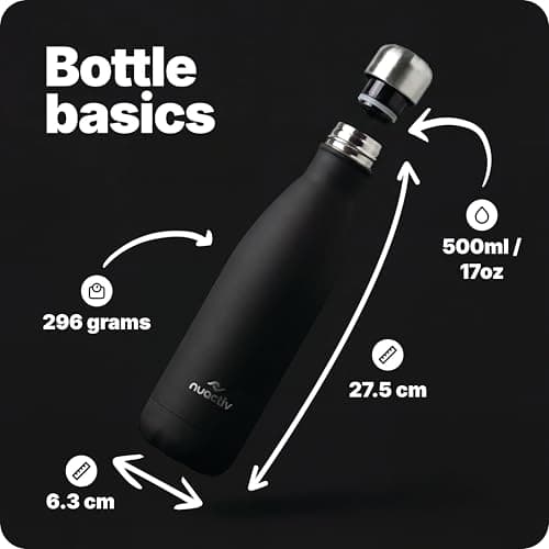 Nuactiv Stainless Steel Water Bottle 500ml Vacuum Insulated Metal Flask — view 2