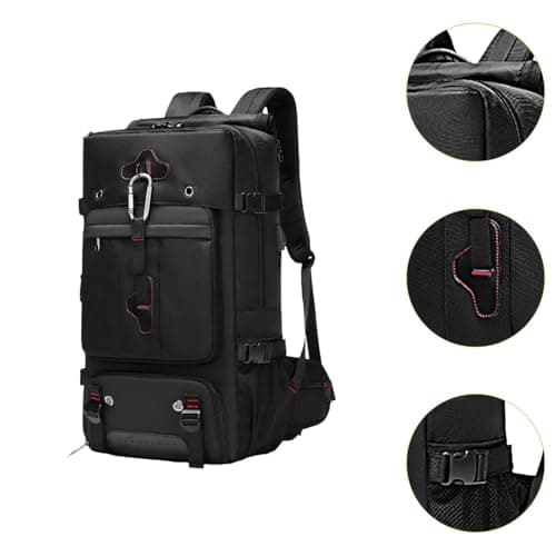 QLoztyse Mens Backpack Large Capacity Outdoor Hiking Rucksack Waterproof Oxford Cloth Daypack with Shoe Compartment and USB Port suitable for camping trekking, Black — view 2