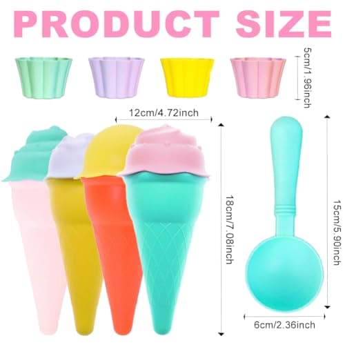 13 Piece Ice Cream Beach Set ,Sand Toys Beach Toys for Kids , Icecream Bath Toy, Kids Travel Toys -Ice Cream Mould Set With Cones Scoop And Tubs — view 2