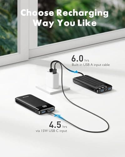 Charmast Power Bank with Built in Cables X 4, 10000mAh Portable Charger — view 4