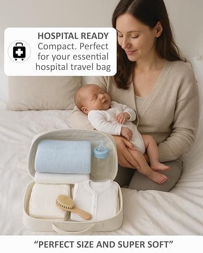Soft Touch Newborn Essentials 70 x 90cm Cotton Baby Cellular Blanket for Pram, Car Seat and Cot Bedding — view 5