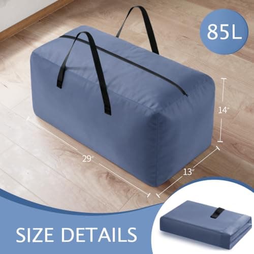 MOONNEST 4 Pack 85L Large Foldable Storage Bags with Zips & Reinforced Handles, Lightweight Clothes Storage Totes for Bedding, Duvets, Blankets, Student Rooms, Moving & Travel, Blue — view 2