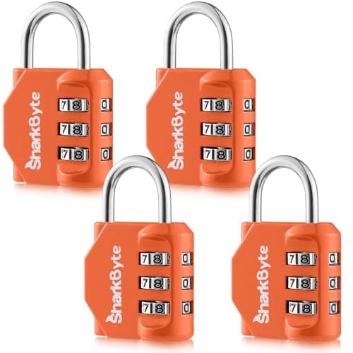 SharkByte Luggage Locks - 3-Dial Weatherproof Outdoor Security Combination Padlock, Small Travel Lock for Suitcases Luggage Case Travel Bag Gym Lockers Code Padlock (Pack of 4)