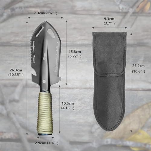 MEETOZ Backpacking Shovel, Camping Hand Trowel, Lightweight Hiking Shovel, Small Potty Multitool with Carrying Pouch for Digging, Metal Detecting, Gardening and Outdoor Survival — view 2