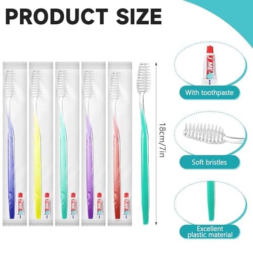 250 Pack Disposable Toothbrush and Toothpaste Sets, Individually Wrapped — view 2