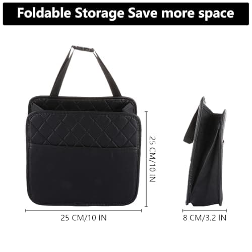 ASelected 2 PCS Car Seat Back Hanging Bag,Leather Back Seat Organiser and Storage Back Seat,Car Accessories,Multi-Pocket Storage Box Organizer for Trash Document Kids Traveling Car Tidy,25x8x25CM — view 2