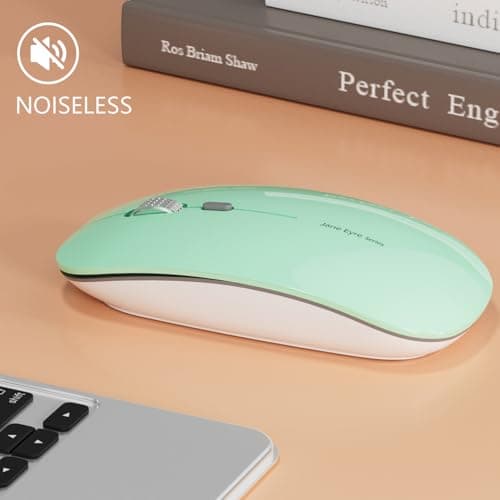 Uiosmuph Q5 Wireless Mouse, Silent Rechargeable Mice for Laptop Slim- Mint — view 6