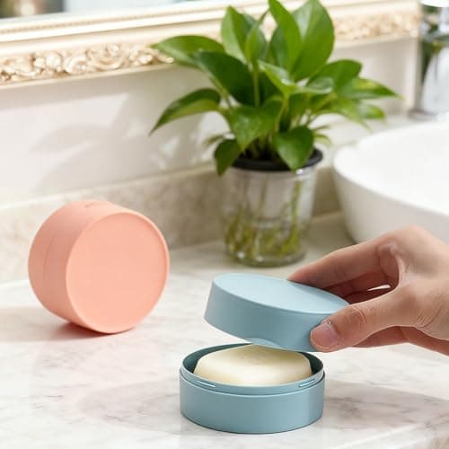 QQdou Travel Soap Case Soap Box with Lid, Creative, Portable, Soap bar Box Container Holder Dish, for Shower Travel Hiking Bathroom School Gym, 2PCS(One Large Coral Orange + One Small Coral Orange) — view 4