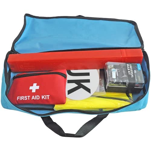 Simply ETK1 Europe Travel Kit. 7 Piece Set includes Warning Triangle, Reflective Vest, Headlight Beam Converters, UK Plate, Bulb Kit and FIRST Aid Kit — view 3