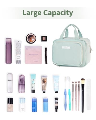 Narwey Full Size Toiletry Bag Large Wash Bag Makeup Bag Travel Organizer Cosmetic Bag for Women (Mint Green) — view 5