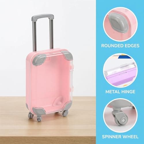 MYPPRFC 3pcs Mini Plastic Travel Suitcase ，Dollhouse Miniature Luggage Storage Box，Jewelry Organizer for Necklace Ring, Doll Accessories, Small Toy Case for Kids, 7x3.5x14cm — view 6