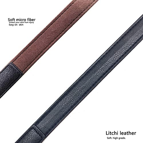 YMTHamaz3 Camera Neck Strap Thin Leather/Binoculars Strap Black — view 2