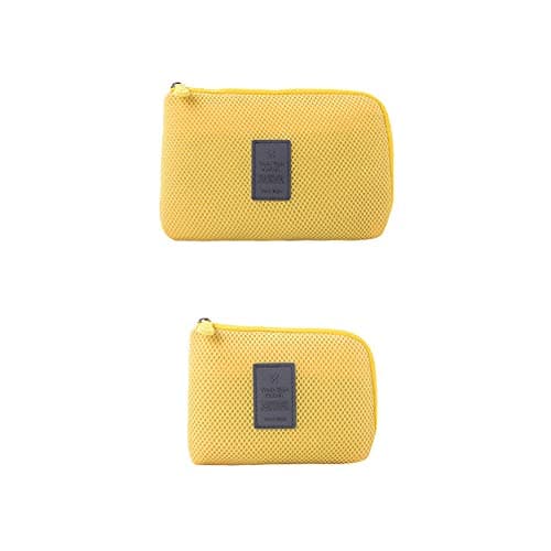 Soft Gadget Bag Small Travel Case Cable Organiser,Electronics Pouch,Portable Cable Bag for Power Bank,Earphone,Hard Disk,Lipsticks,Brush-Navy-Large — view 5