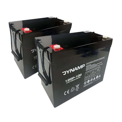 Dynamp 12V AGM Mobility Battery, 100Ah, Pack of 2, Deep Cycle VRLA, Maintenance-Free, Model 12DP-100