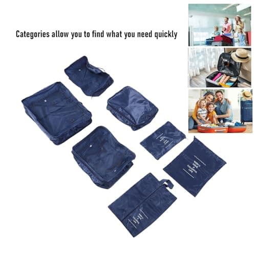 BSTCAR Packing Cubes for Suitcase,7 Pcs Travel Luggage Packing Cubes for Backpack, Essentials Suitcase Organiser Bags, Space Saver Bags (Navy Blue) — view 6