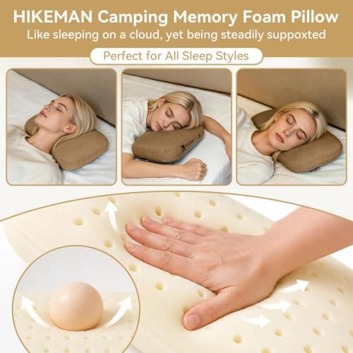 HIKEMAN Camping Memory Foam Pillow - Ultralight Travel Pillow Neck Support Pillow,Soft Ergonomic Sleeping Pillows for Camping,Car,Beach,Office (Purple) — view 2