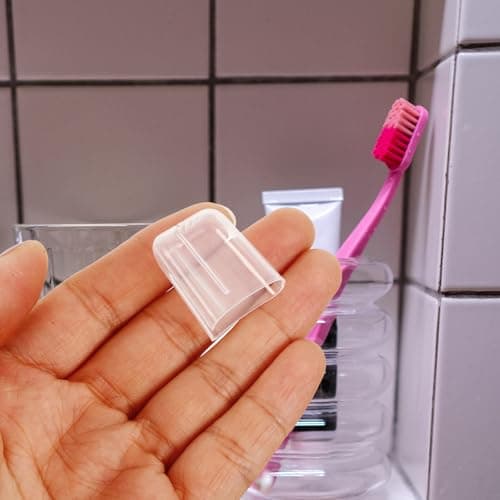 HOMSFOU 24pcs Travel Toothbrush Head Covers Protective Caps Portable Antibacterial Dustproof Case for Electric Toothbrush Heads — view 2