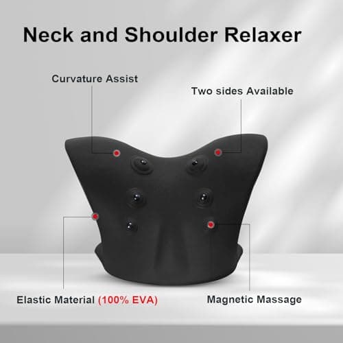 Neck Stretcher with Magnetic Therapy Acupressure for Pain Relief, Neck and Shoulder Relaxer, Chiropractic Pillow, Restore Neck Curve (Black) — view 6