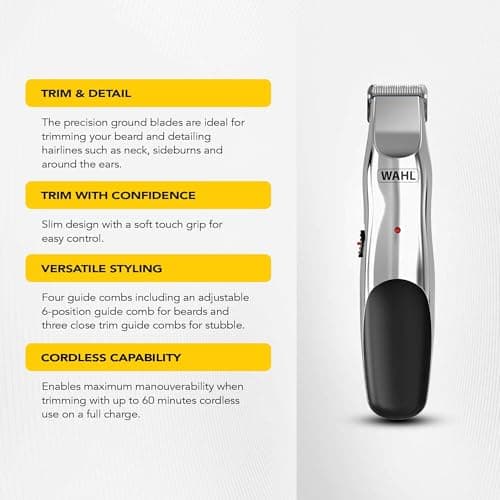 Wahl Groomsman Cord/Cordless Stubble & Beard Trimmer, Stubble Trimmer, Gift for Him, Male Grooming Set, Trimmers for Men, Rechargeable Trimmer, Corded, Cordless, Beard Care — view 2