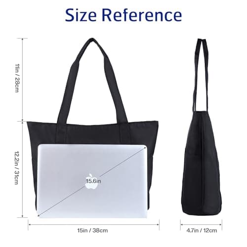 MAYMOONER Black Tote Bag with Laptop Compartment for Women Work Uni School — view 5