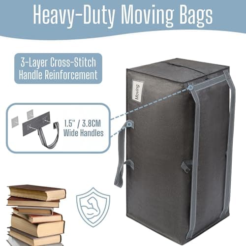 VENO 6 Pack Heavy-Duty Extra Large Moving Bags W/Backpack Straps, Moving House Essentials, Strong Handles & Zips, Clothes Storage, Packing, Laundry Bags, Reusable and Sustainable (Gray, 6 Pack) — view 3