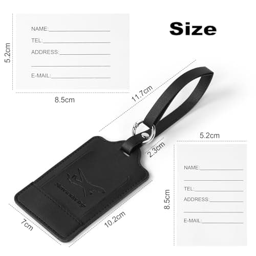 flintronic Travel Luggage Tags, 2PCS Baggage Labels, Suitcase ID Tags, Handbag Tag Labels, Luggage Suitcases Tags for Preventing Loss of Bags and Suitcases-Black — view 2