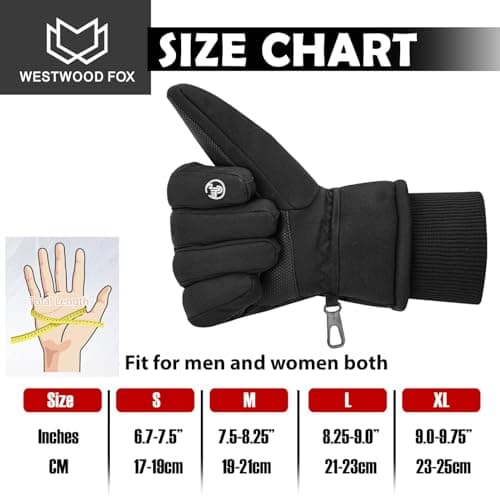 WESTWOOD FOX Waterproof Winter Gloves for Men - Windproof, Warm Ski Gloves with Touchscreen, Anti-Slip Grip for Cycling, Snowboarding, Hiking, Running, Driving & Outdoor Sports (Black, L) — view 6