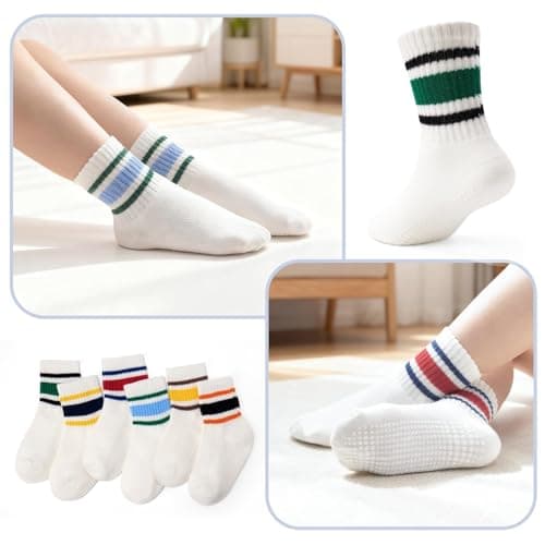 Bearbay Non-slip Toddler Cotton Crew Ankle Grip Socks for Baby Walking — view 6