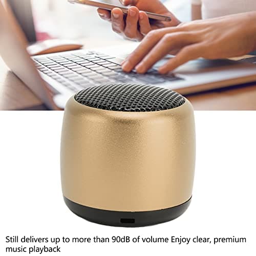 Culnflun 1 Pack Bluetooth Speaker Heavy Subwoofer Portable Wireless Speaker, Metal Compact Travel Speaker for Phone Tablet PC (Gold) — view 6