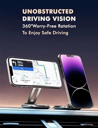 LINKWAY Magnetic Car Phone Holder Alloy Foldable 360° Magnet — view 3