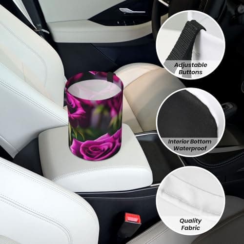 MDATT Purple Roses Car Trash Can Leak-Proof Organizer For Long Road Trips And Family Vacations — view 6