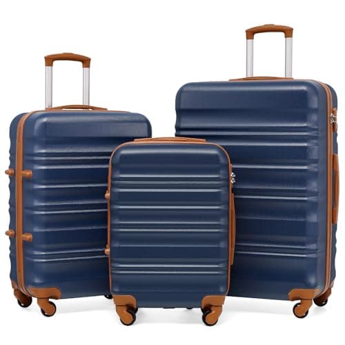 COOLIFE 3 Piece Hardshell Luggage Set, Suitcase Set with Smooth 4 Wheels