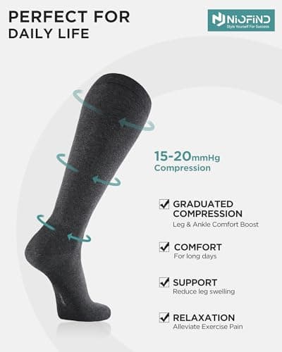 Niofind Compression Socks for Women & Men, 15–20mmHg, Knee High — view 3