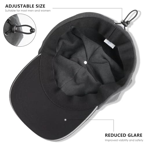 GADIEMKENSD Winter Reflective Fleece Hat with Adjustable String for Unisex Warm Winter Baseball Cap Soft Cold Hats Beanie for Hiking Running Travel Horse Workout Dark Grey — view 4