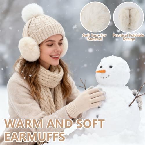 wokdsbl 5 PCS Womens Hat Scarf and Gloves Set Winter Accessories — view 5