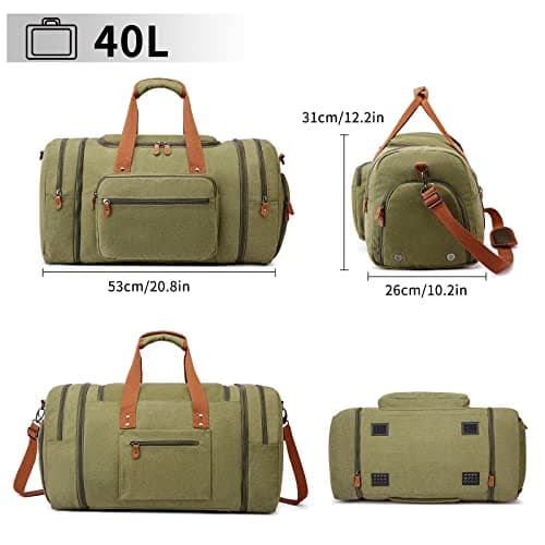 Sport Gym Duffel Bag for Men 40L Travel Duffel Bags with Shoulder Strap Bag Large Capacity Durable Lightweight Bag with Shoes Compartment, Green — view 3