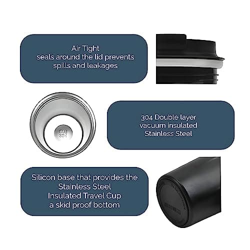 FAB Travel Mug, Reusable Coffee Cup (510ml, Black) - Double Wall Stainless Steel with Screw Lid - Thermal Camping Cup, Vacuum Insulated for Hot and Cold Drinks, Eco-Friendly — view 4