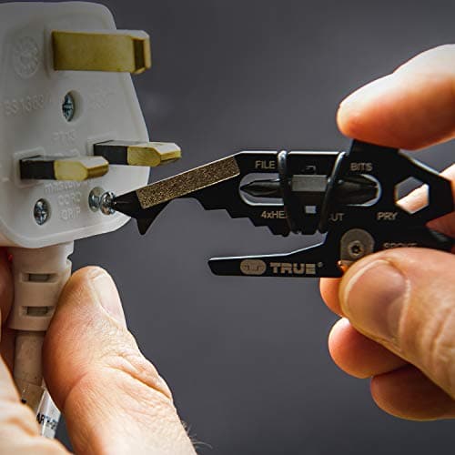 True Utility FishFace 18 In 1 Keyring Multi Tool Pocket Gadget: 18 Pocket Tools In 1 Keyring Pen, Multi Use EDC Key Ring Multitool With Box Cutter Knife, 6 Screwdriver Heads 4 Wrenches & Bottle Opener — view 3