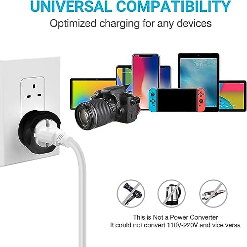 VINTAR EU to UK Plug Adapter 2 Pack, 2 Pin to 3 Pin Adapter Plug UK, Black — view 4