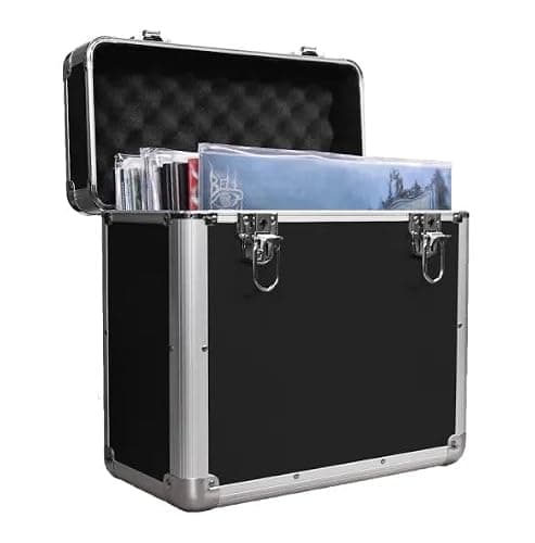 Black Vinyl LP Storage Box, 12 Inch Record Case, Vinyl Record Storage