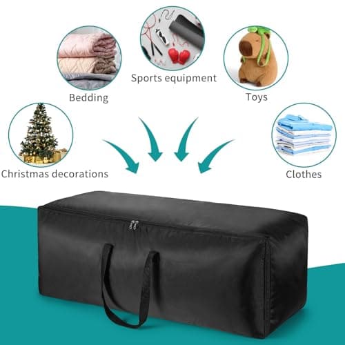 4 Pack 130L Large Travel Duffle Bags, Water Resistant Heavy Duty Foldable Sports Duffel with Metal Zippers for Camping Moving, 1680D Oxford Cloth Luggage Holdall 101x36x36cm Black (101cm 130L) — view 5