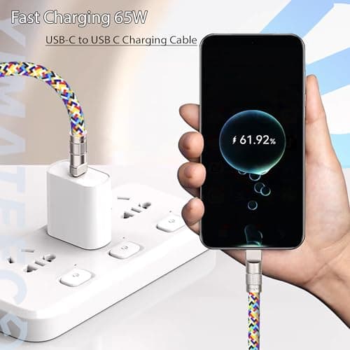 YIMATEECO Cell Phone Lanyard Built-in USB C to USB C Charging Cable, 2 in 1 Phone Wrist Strap Support 65W Fast Charging & Data Transfer, Anti Theft Strap for Travel/Commuting (BFF Matching Set, 2Pcs) — view 3
