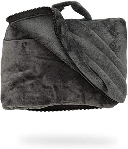 Cabeau Fold ‘n Go Travel and Throw Blanket Plus Compact Case - For Home and Travel - Doubles as Lumbar Pillow and Neck Support Pillow - French Microfiber Comfort - Charcoal — view 4