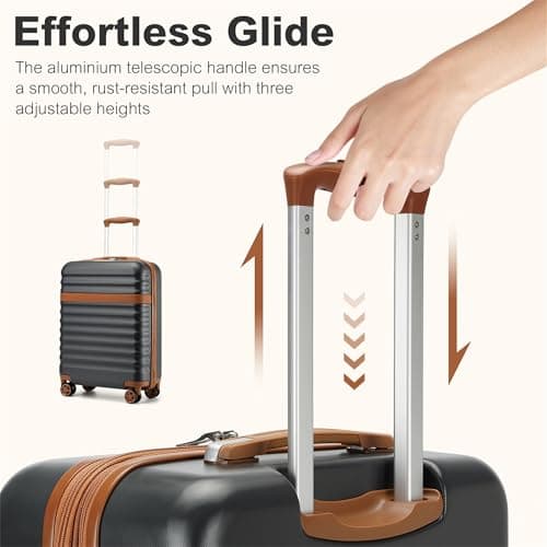 Kono Medium Suitcase 24 Inch Expandable Hardshell Luggage (Grey/Brown) — view 4